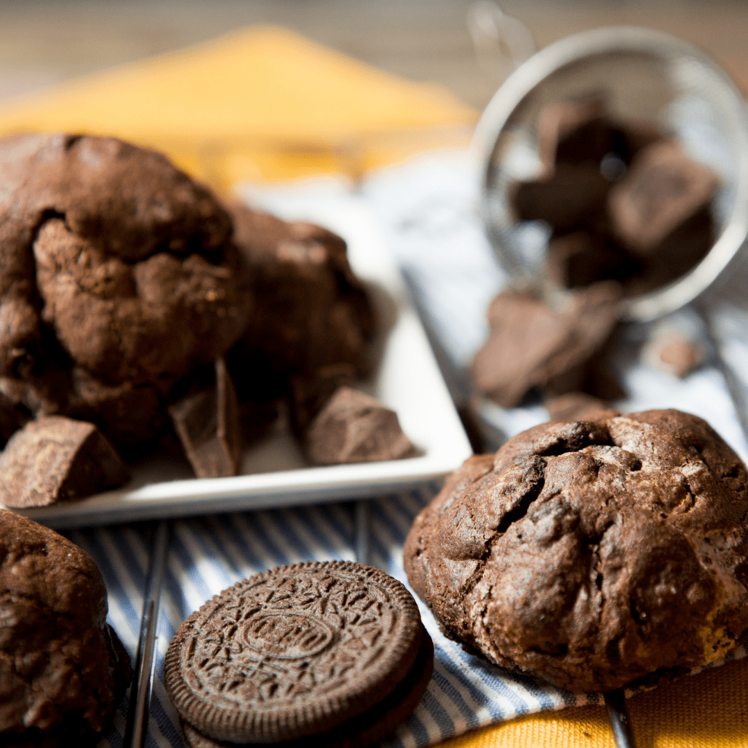 Chocolate cookies on tray