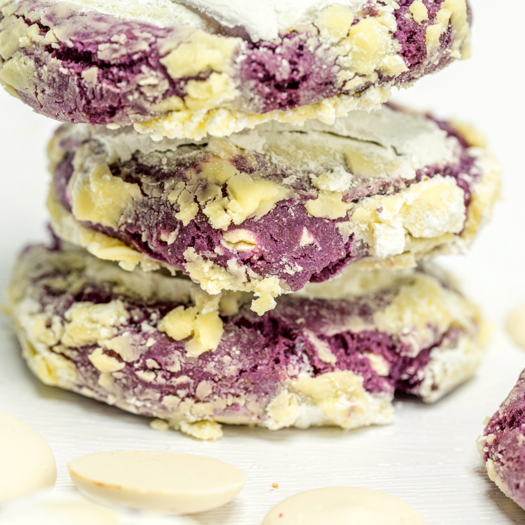 Ube Cookies Stacked On Top of Each Other