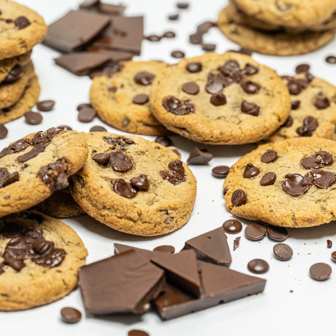 Chocolate Chip cookies and chocolate on table