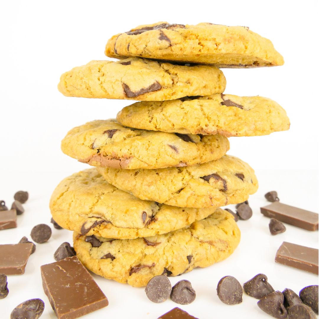 stack of chocolate chip cookies