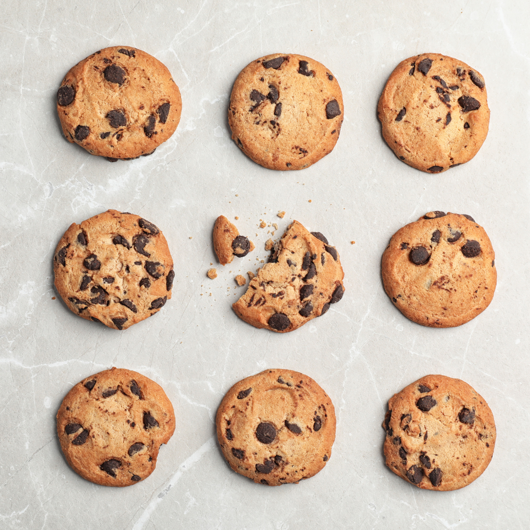 Flat cookies on counter