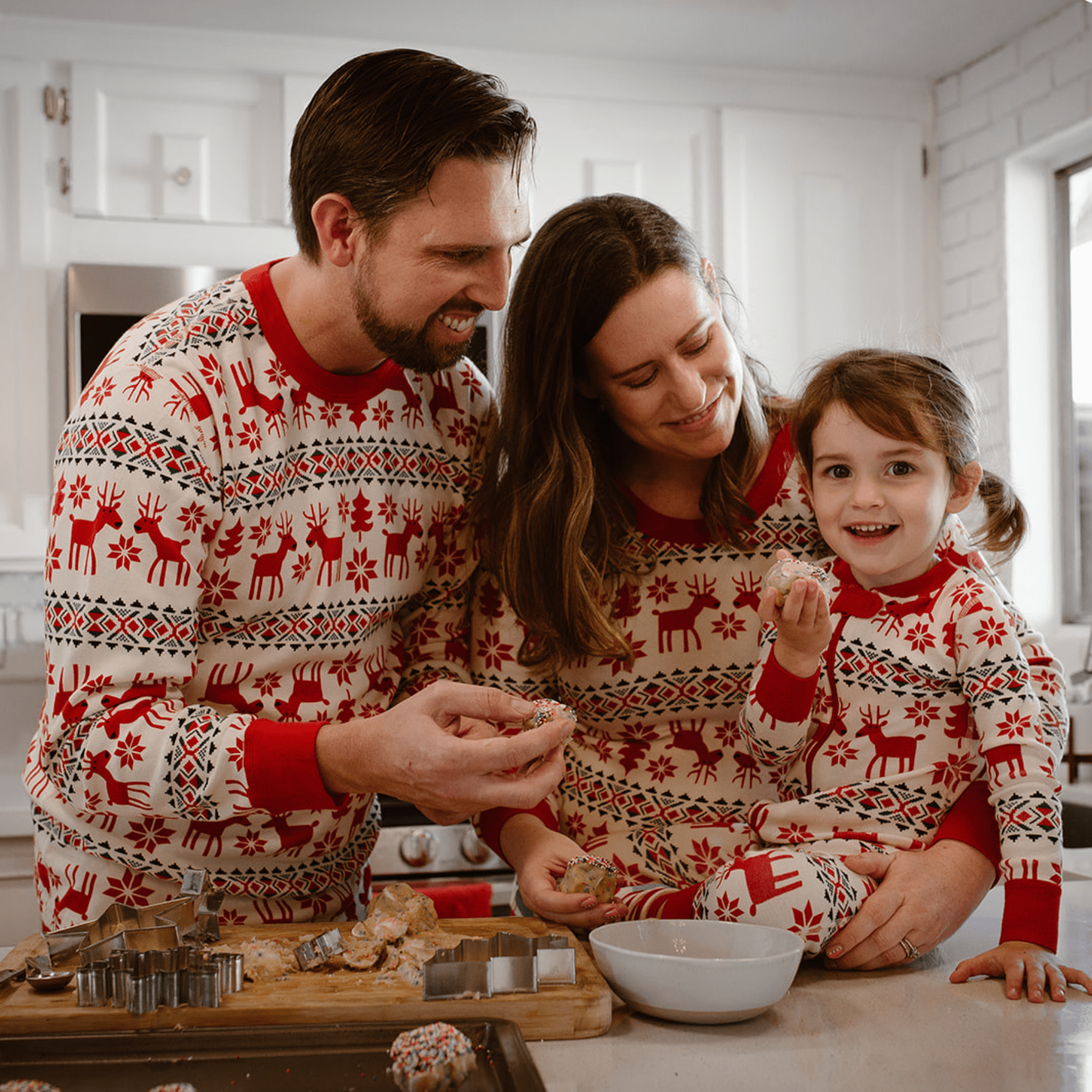 Family baking cookies