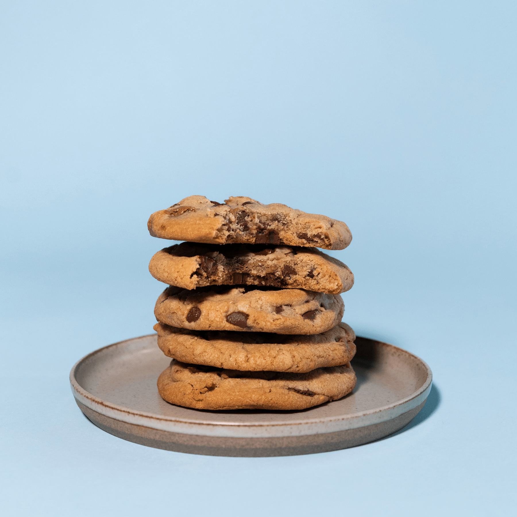 Ultimate Chocolate Chip Cookies stacked