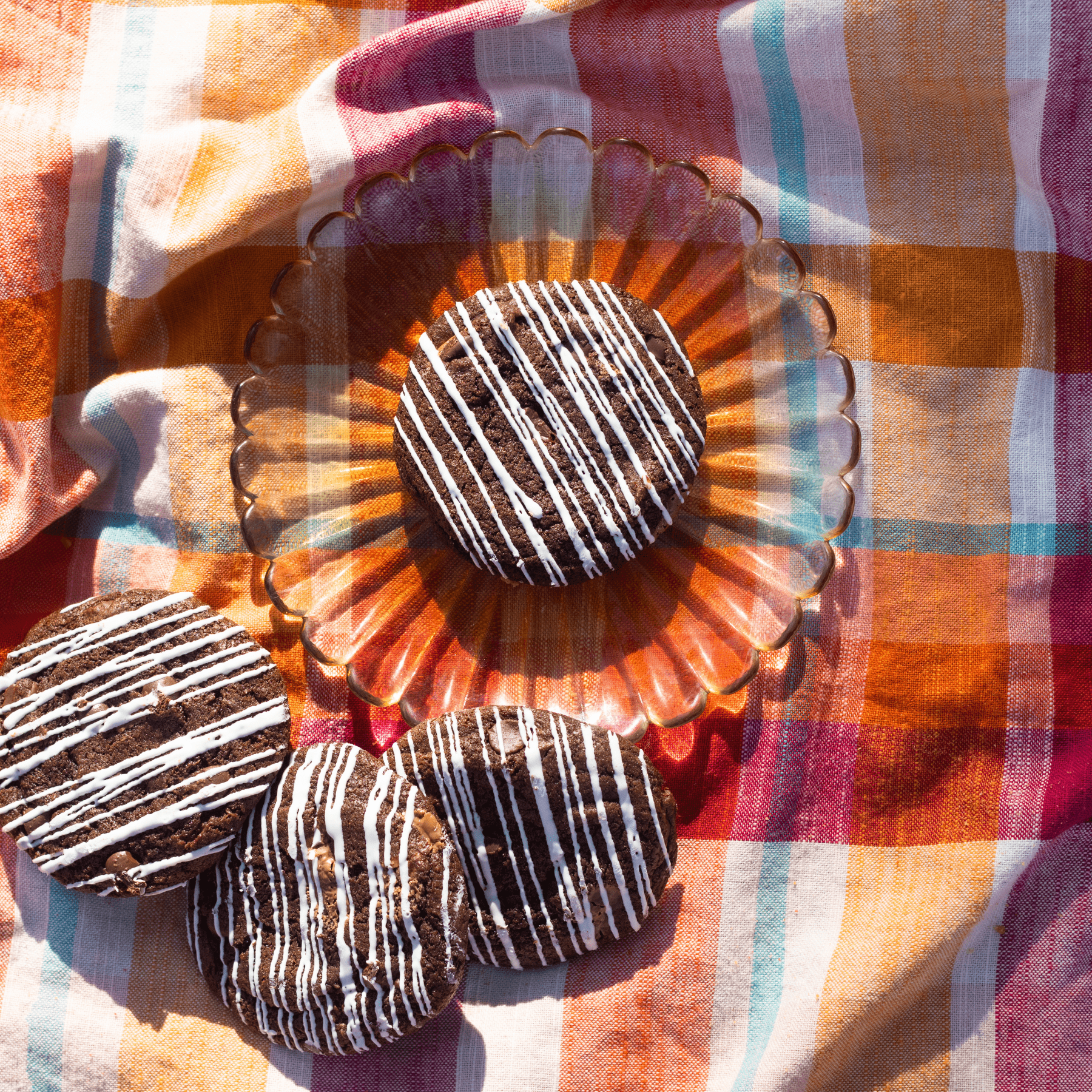 Chocolate Truffle Cookies in flatlay