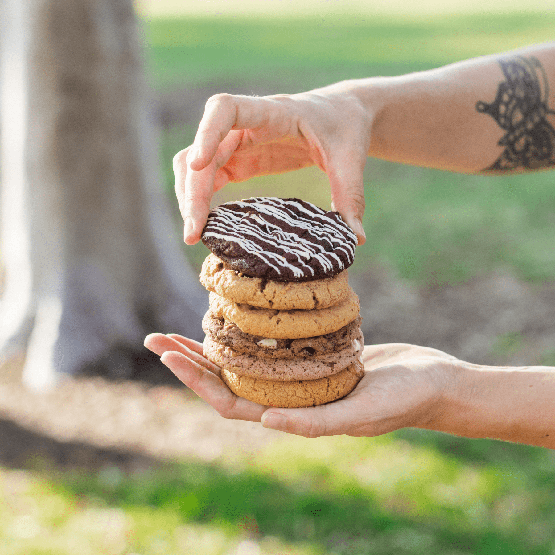 assorted cookies stacked