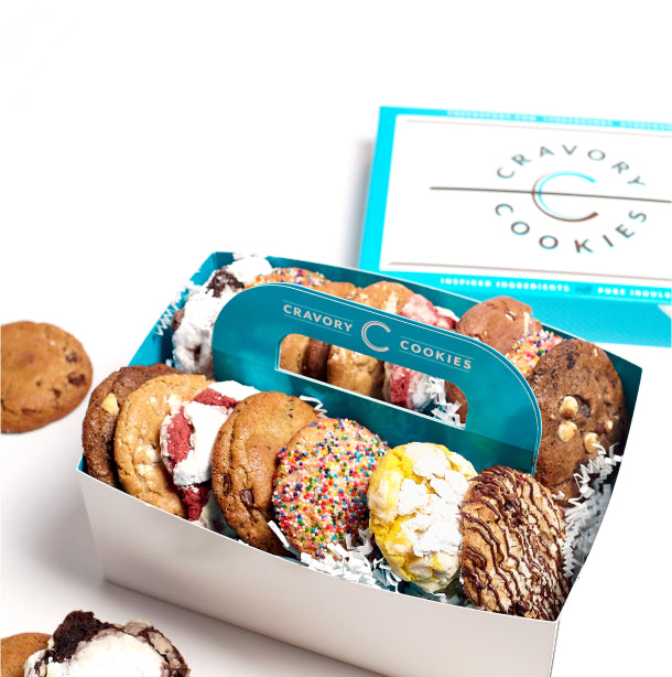 Assorted cookies in a cookies box