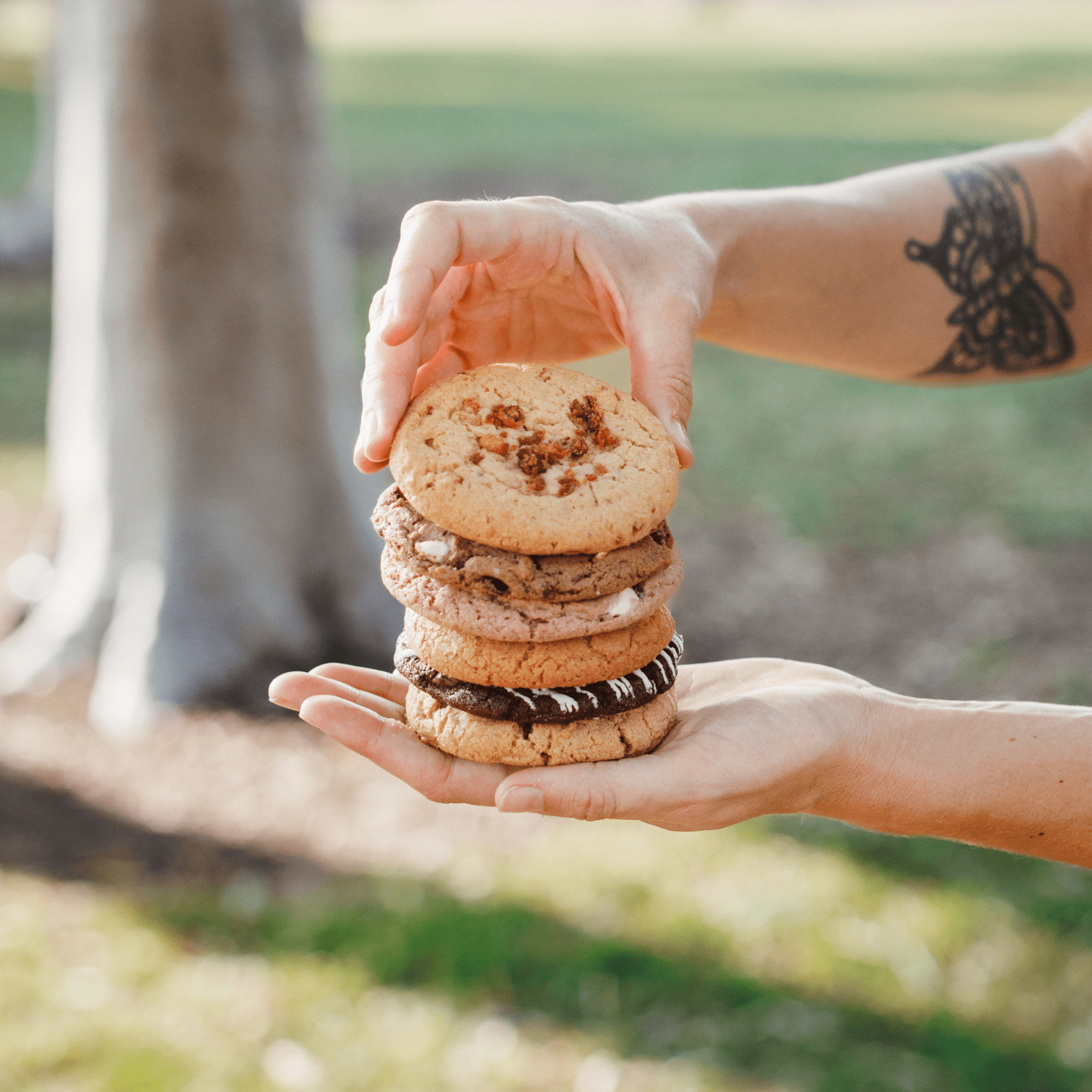 assorted cookies stacked