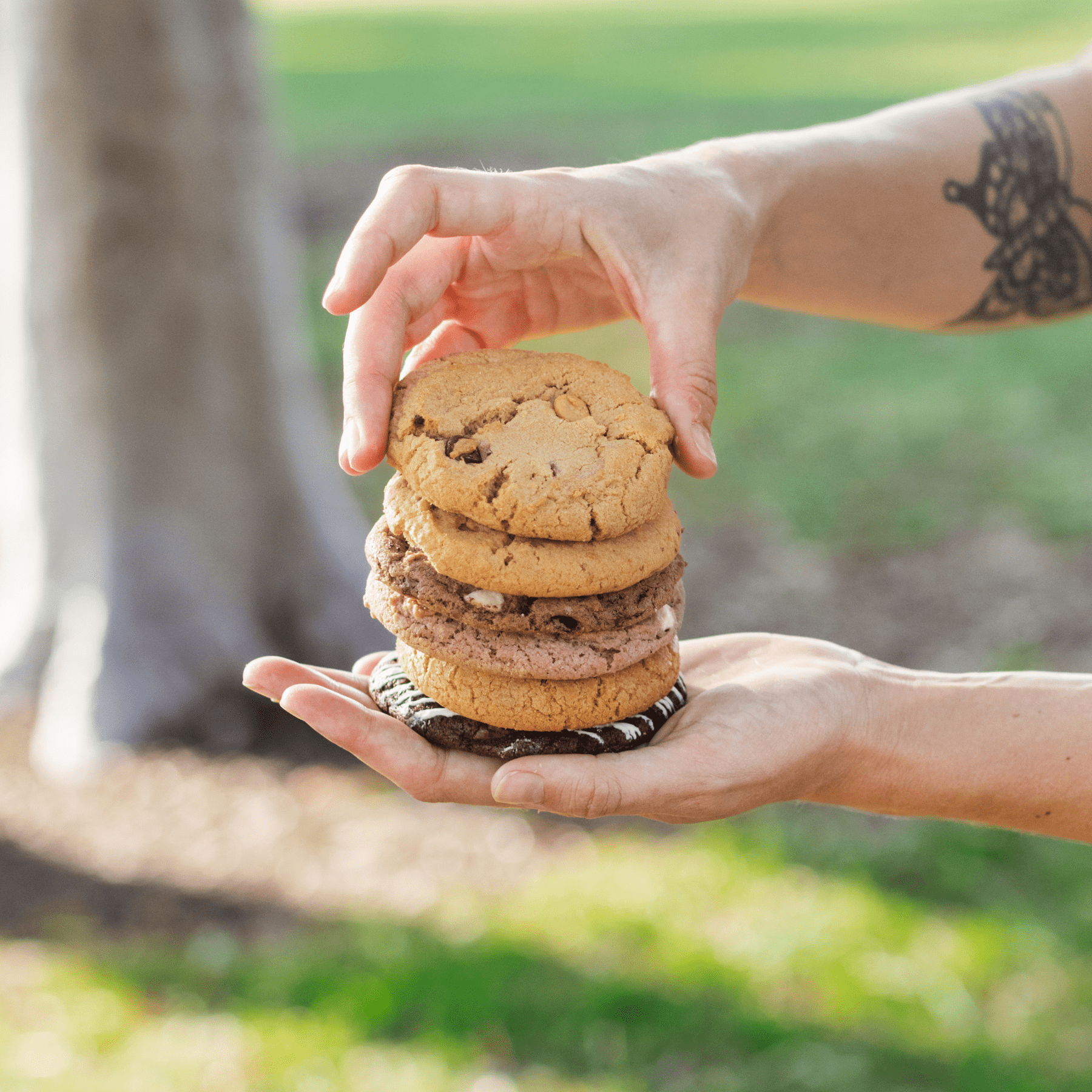 assorted cookies stacked