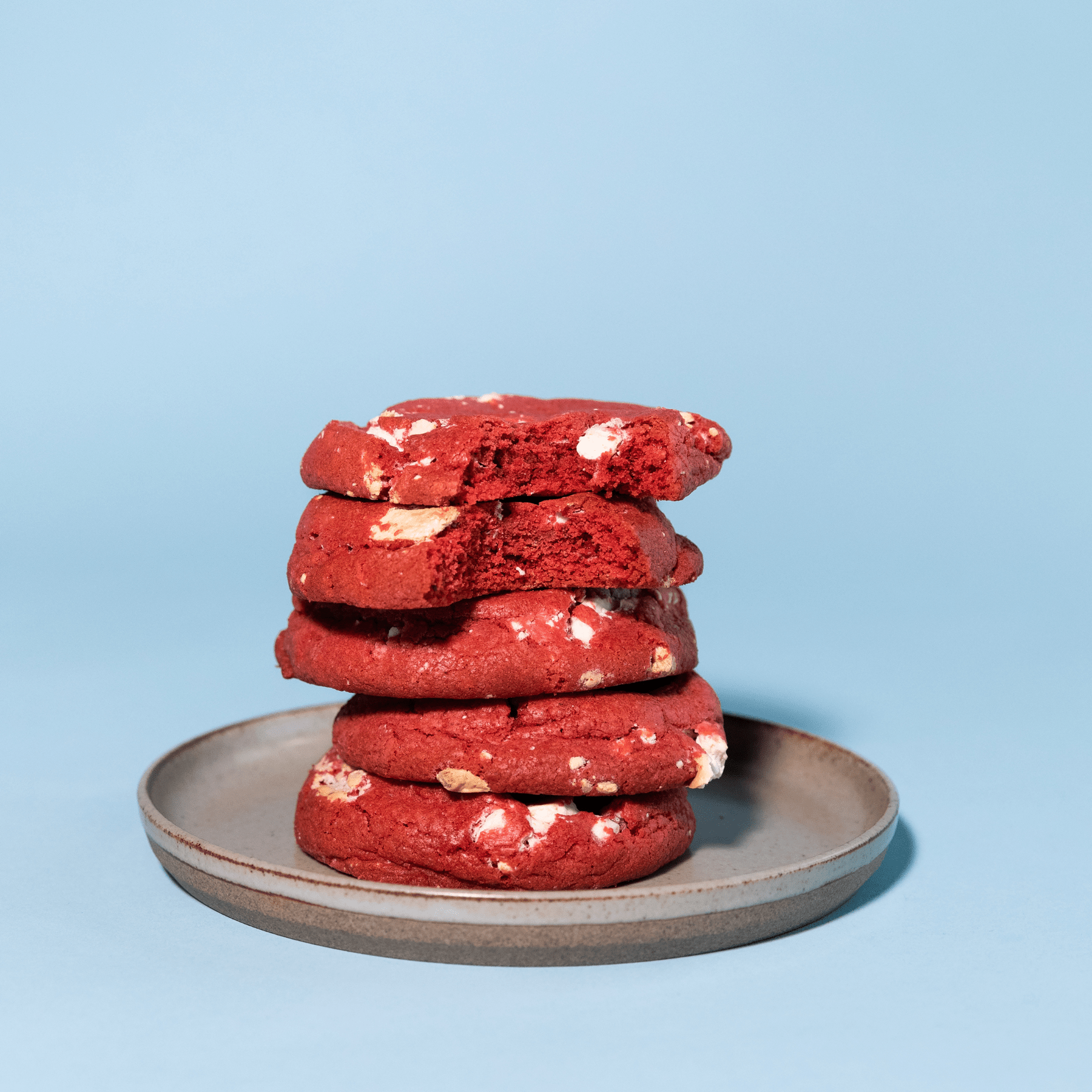 Red Velvet Cookies stacked