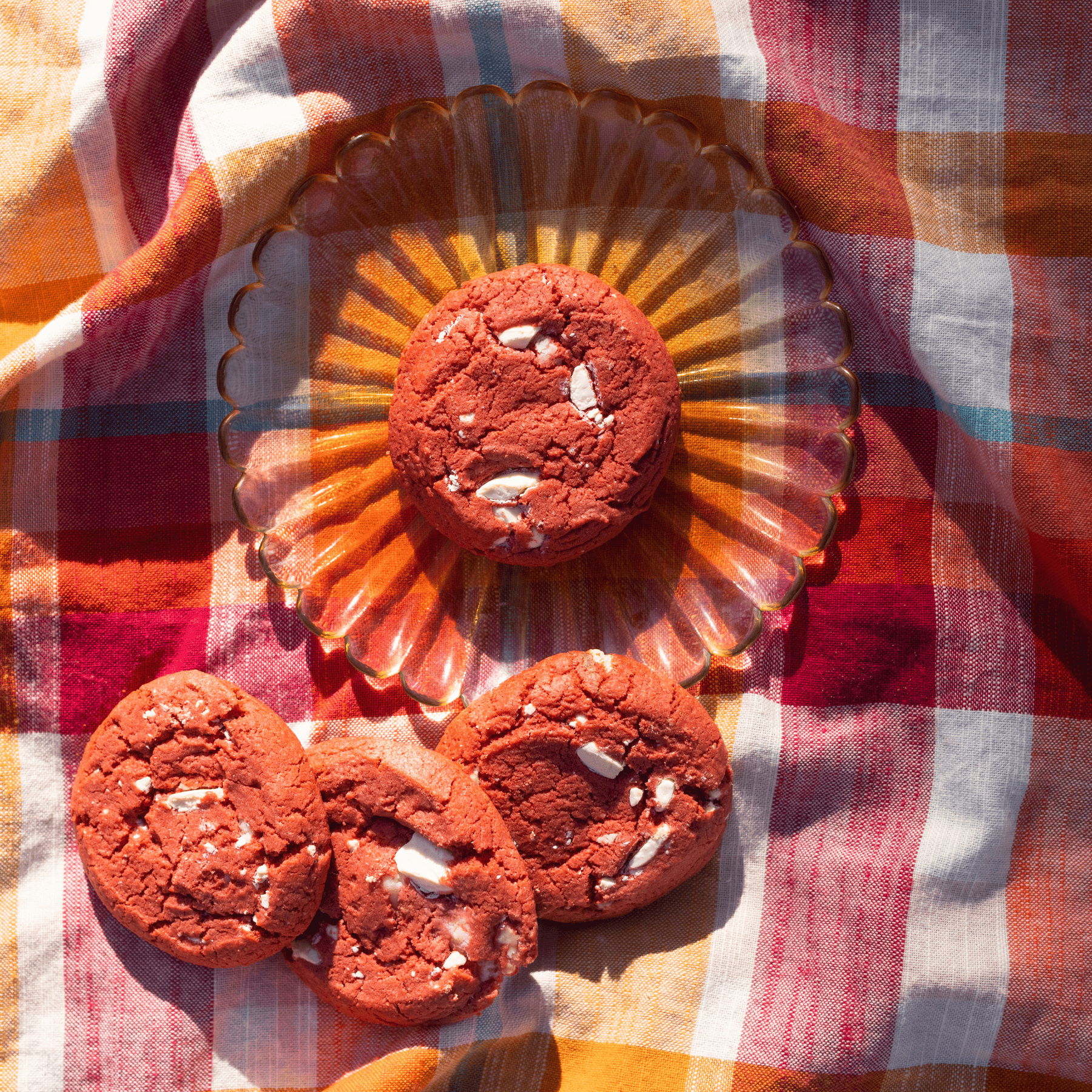 Red Velvet Cookies flatlay