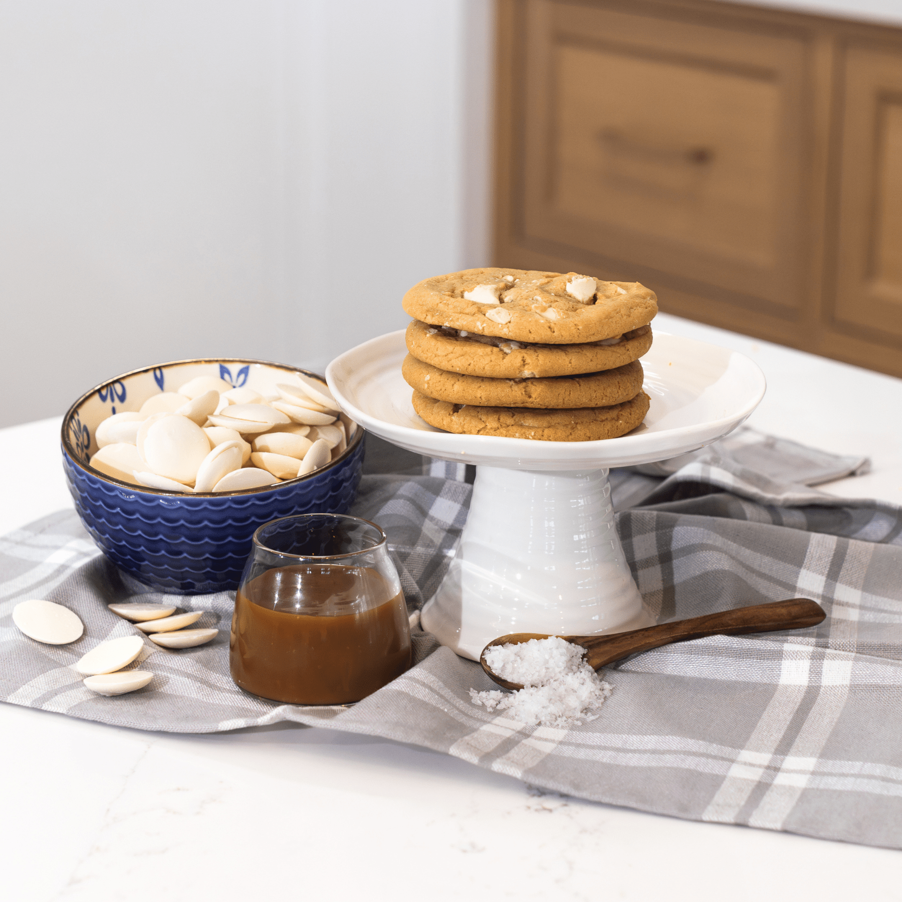 Salted Caramel Cream cookies stacked