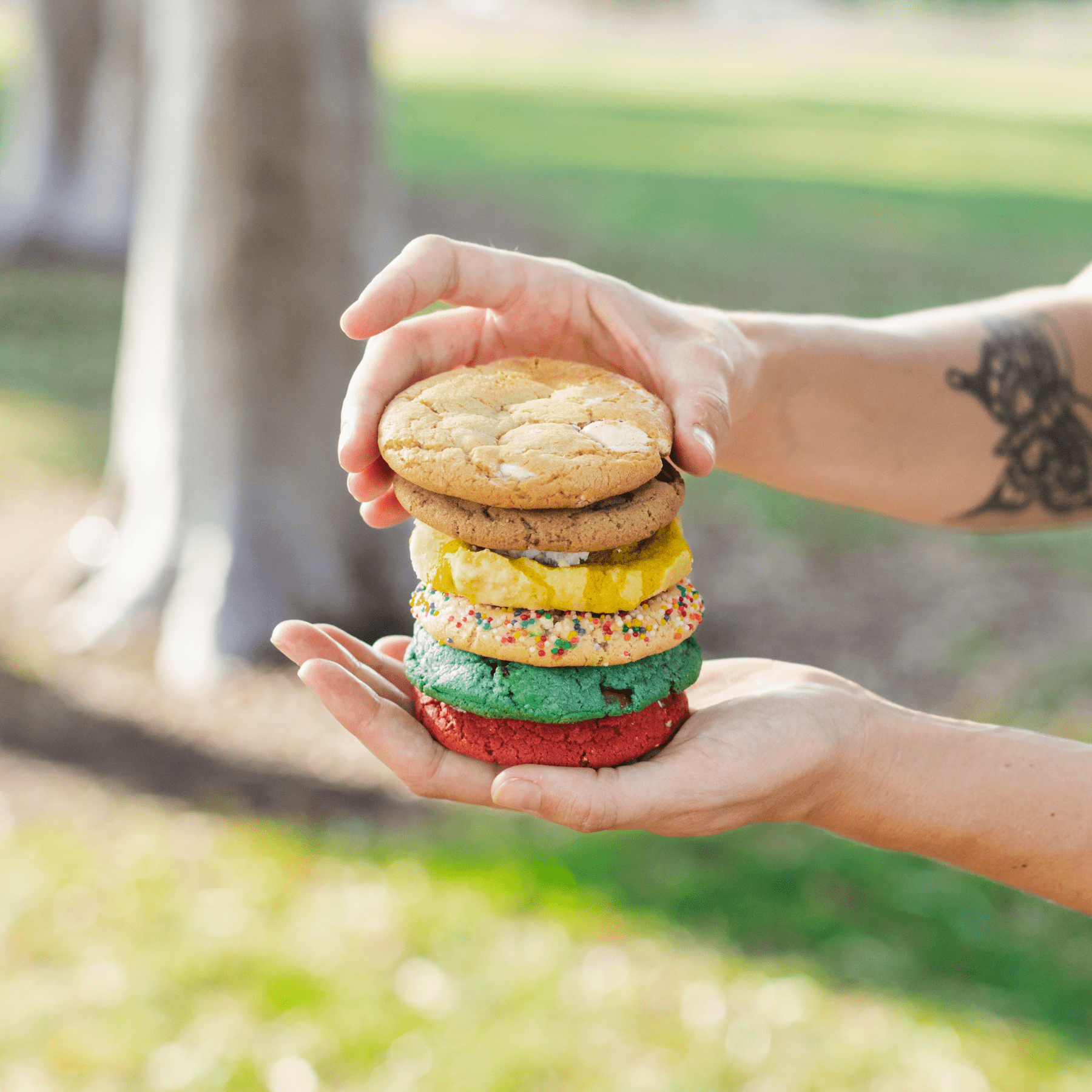 assorted cookies stacked