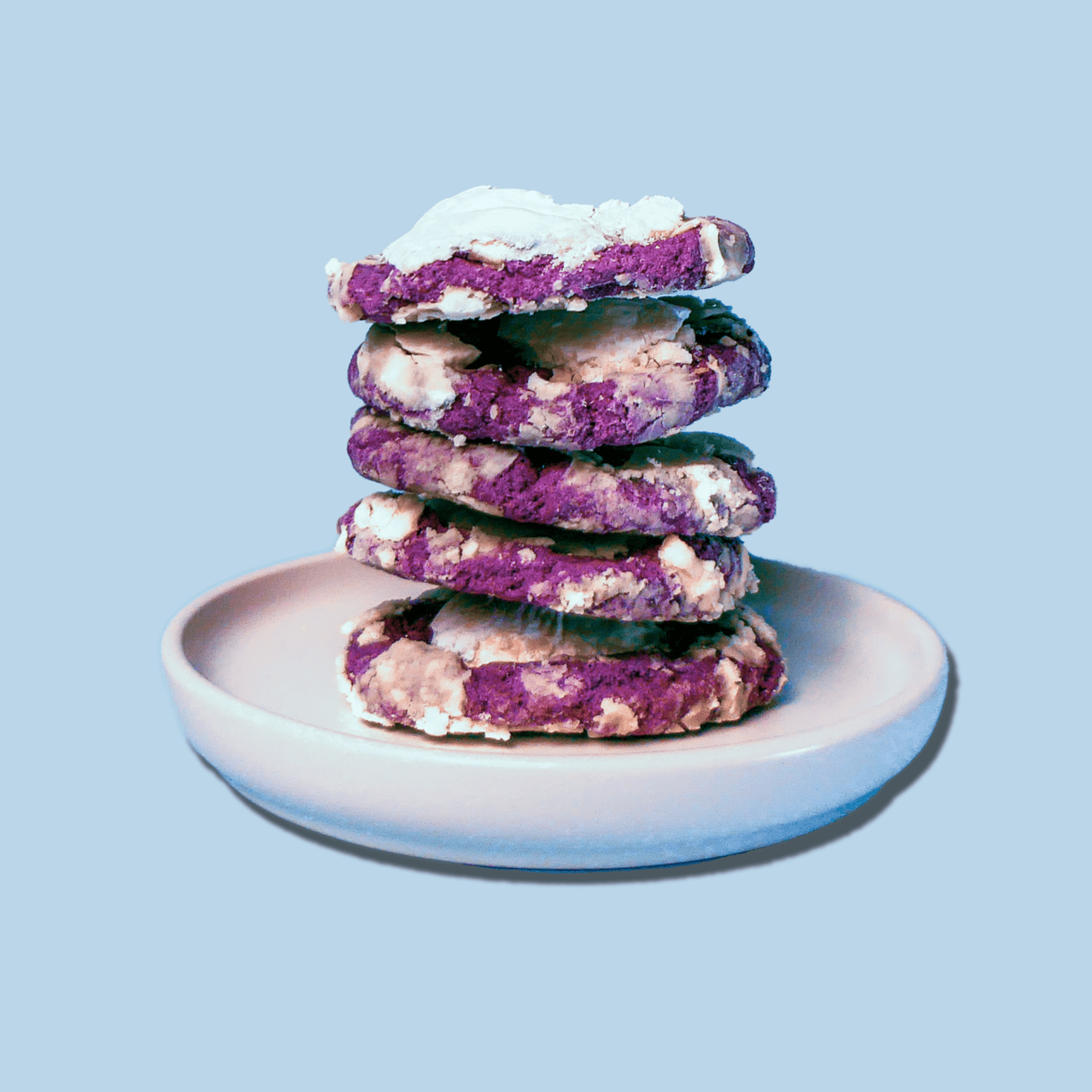 ube cookies stacked