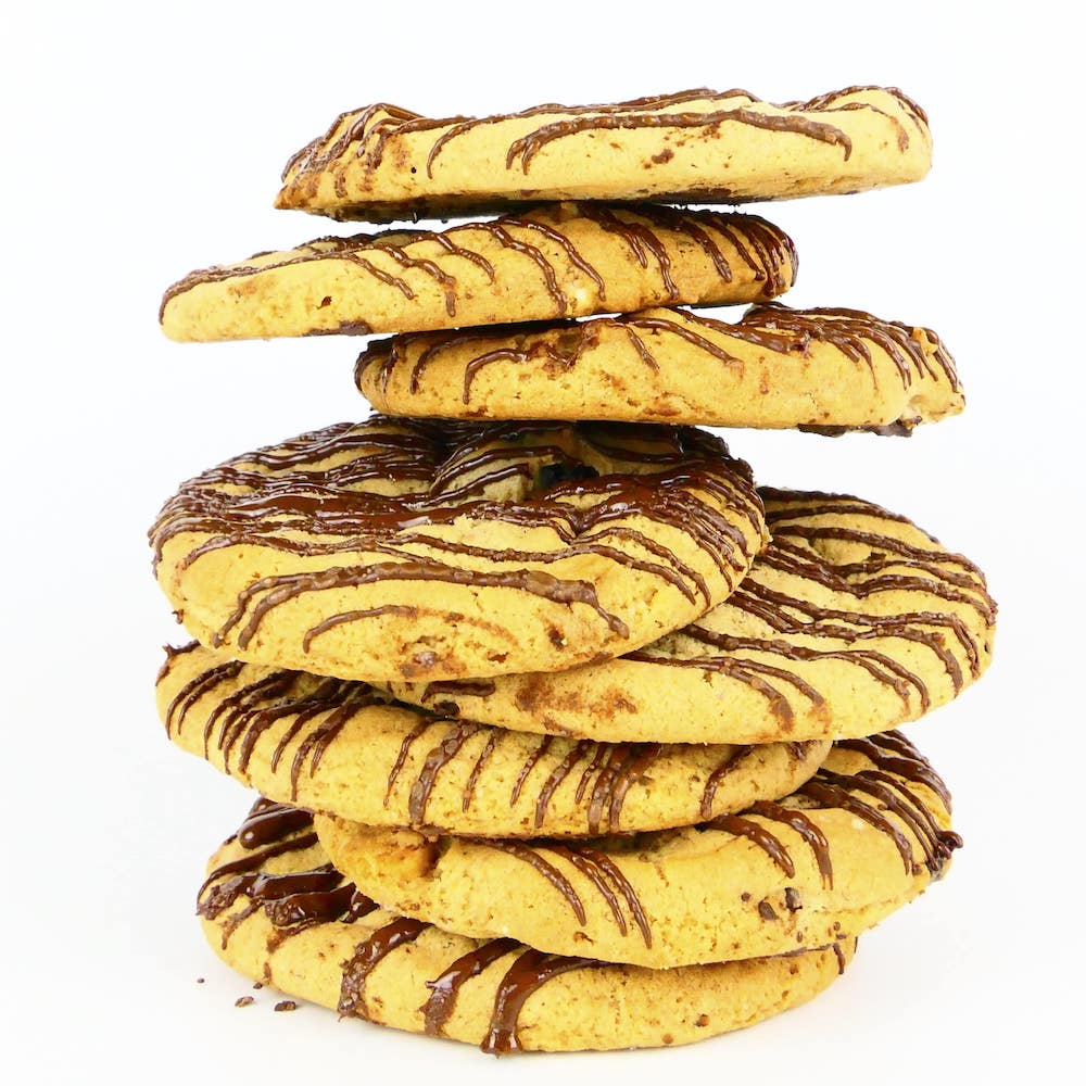 Banana Split Cookies - Stacked with Chocolate Drizzle