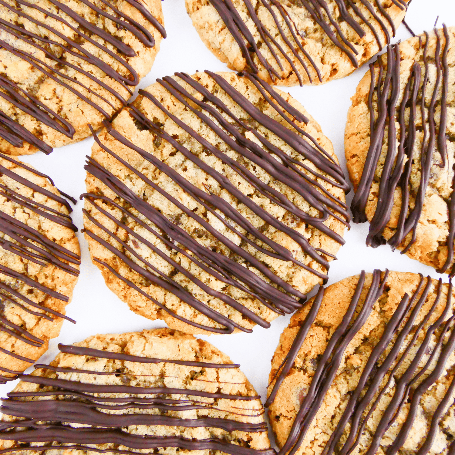 rice krispie chocolate cookies flatlay
