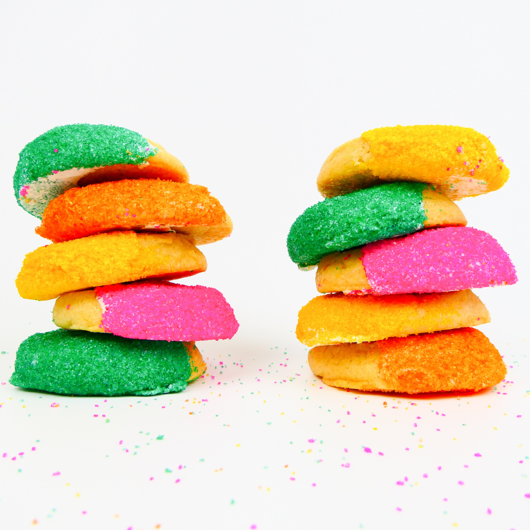 Green, Yellow and Orange Cookies Stacked