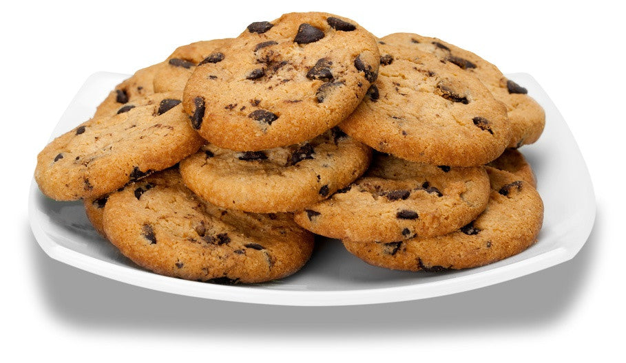 Chocolate chip cookies on plate 