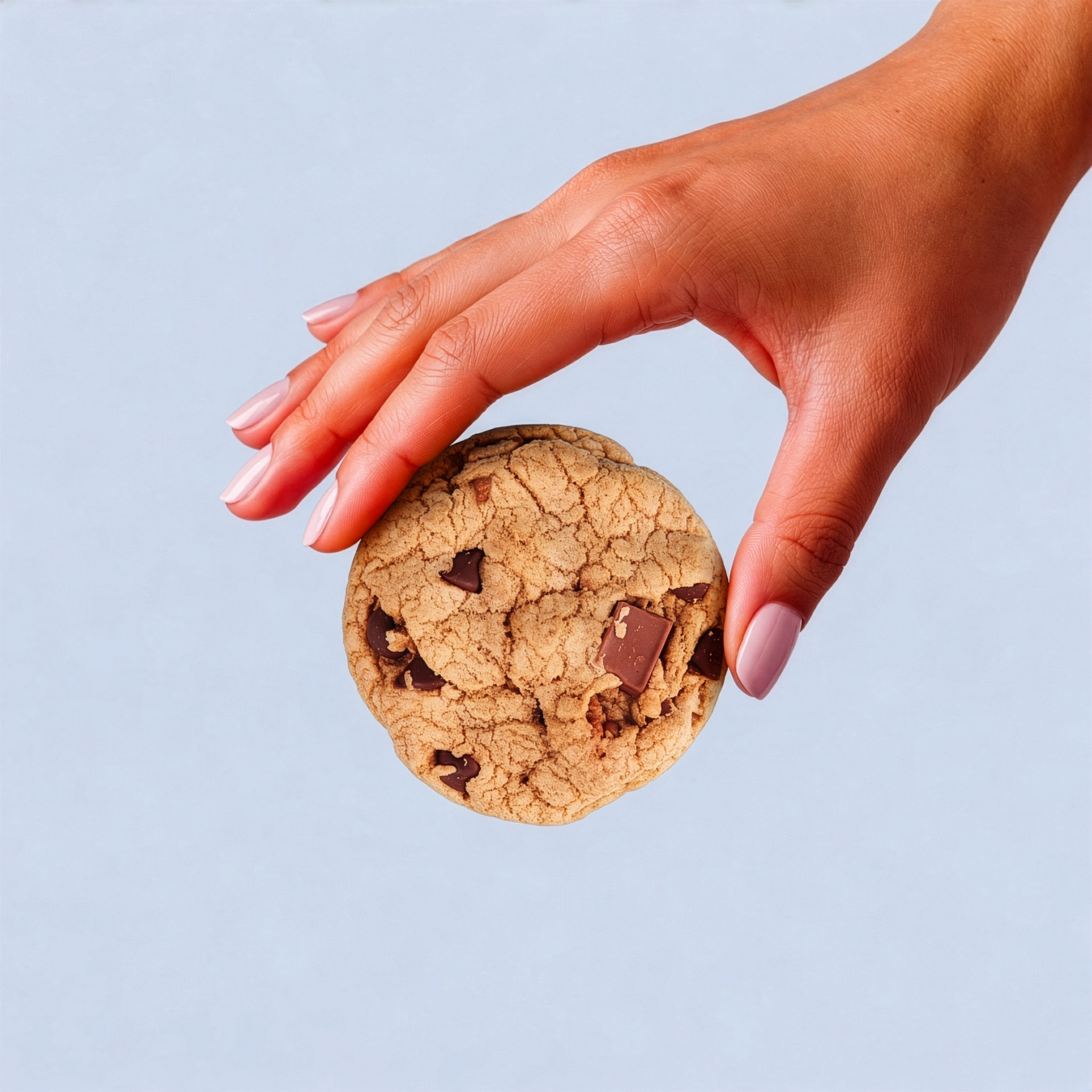 Hand holding a Biscoff Drop cookie
