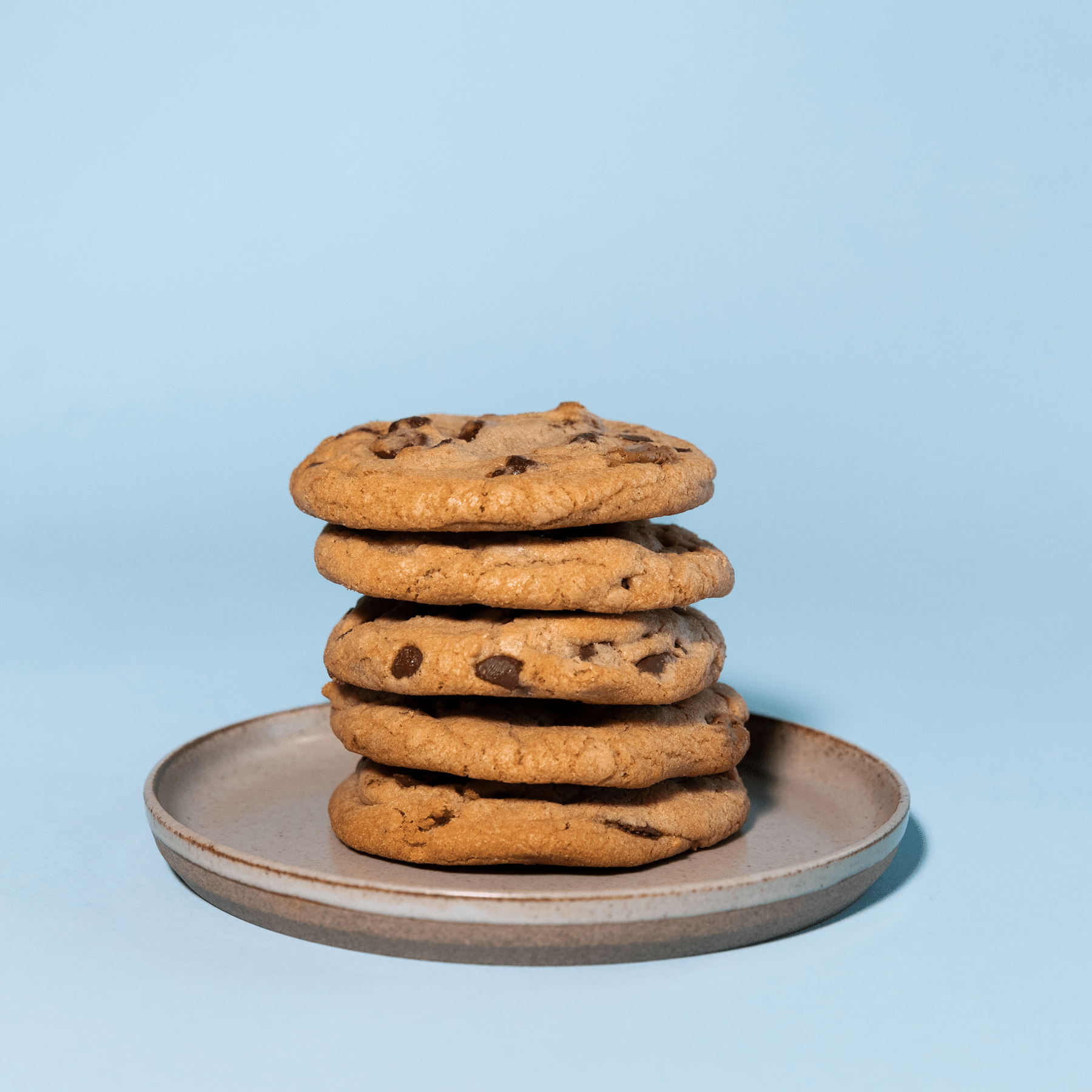 Ultimate Chocolate Chip Cookies stacked