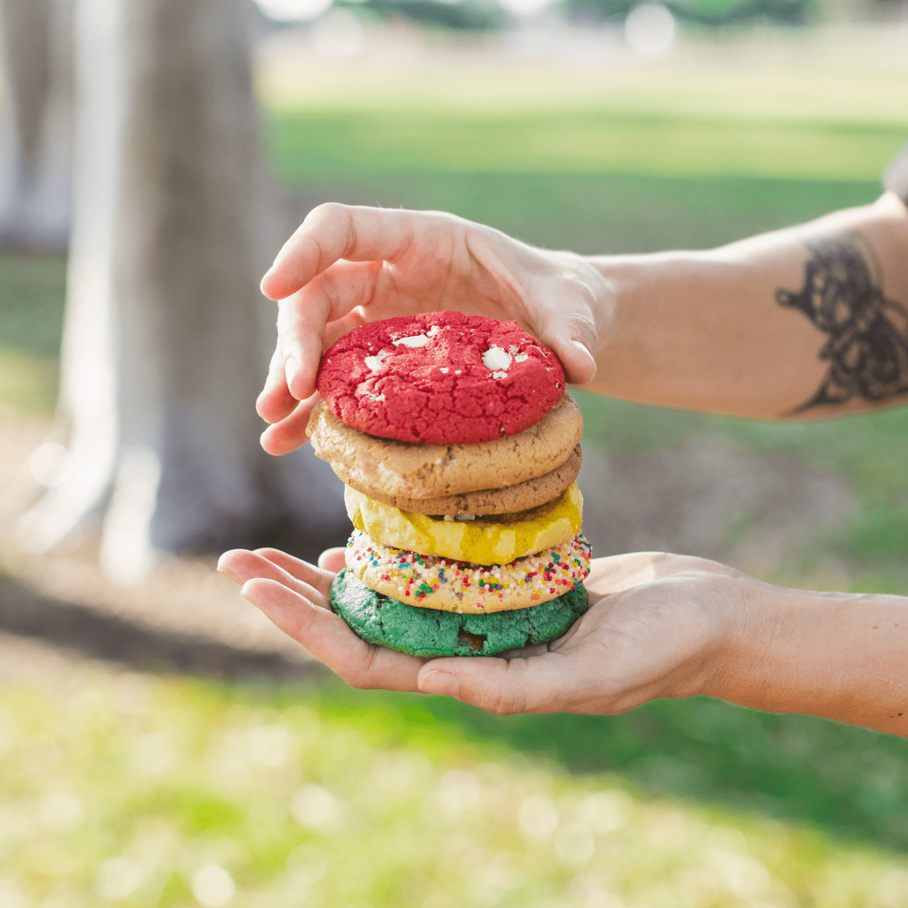 assorted cookies stacked