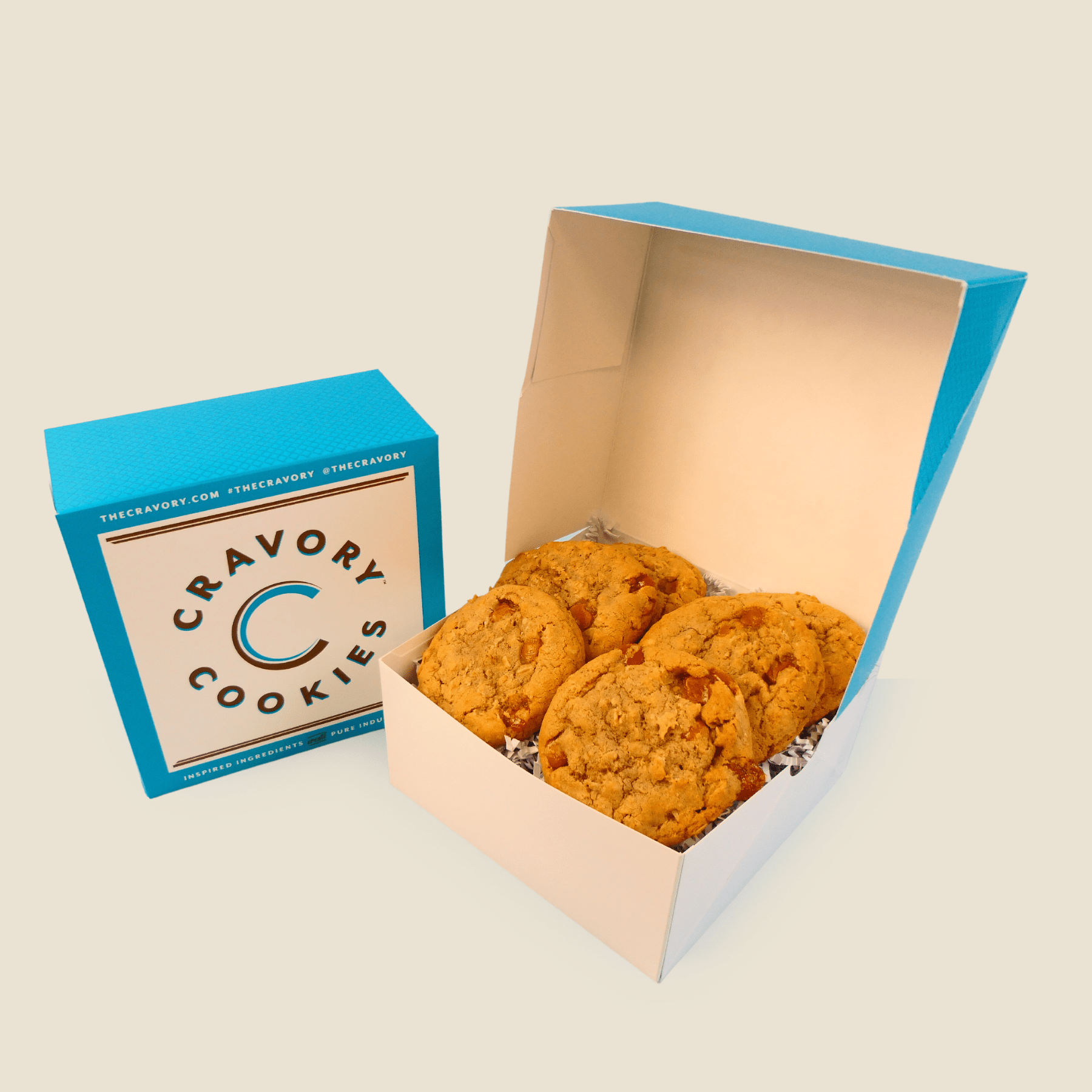 box of 6 spiced caramel oatmeal cookies