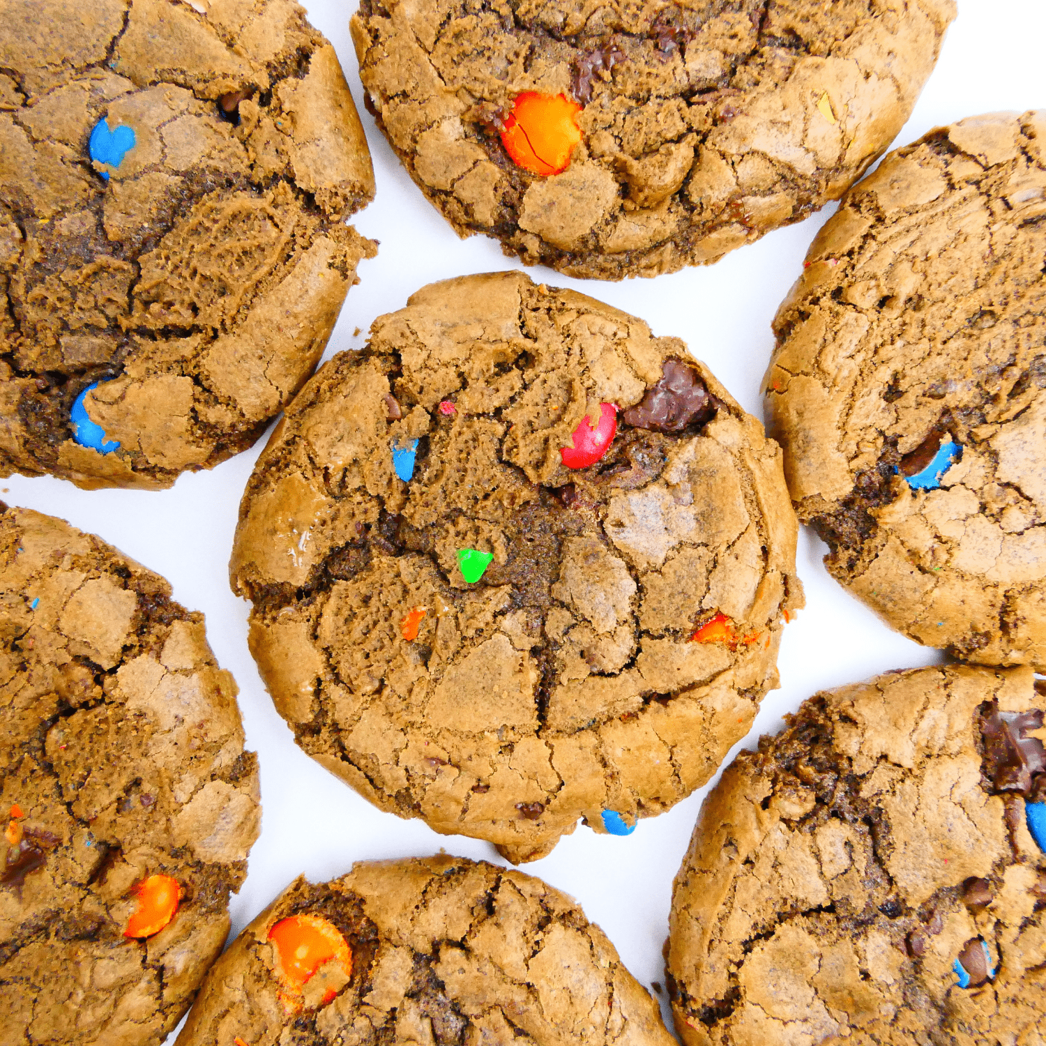 Chocolate Cookies with M&Ms Flatlay