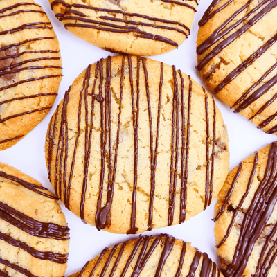 Honey Cookie with Chocolate Drizzle - Flatlay